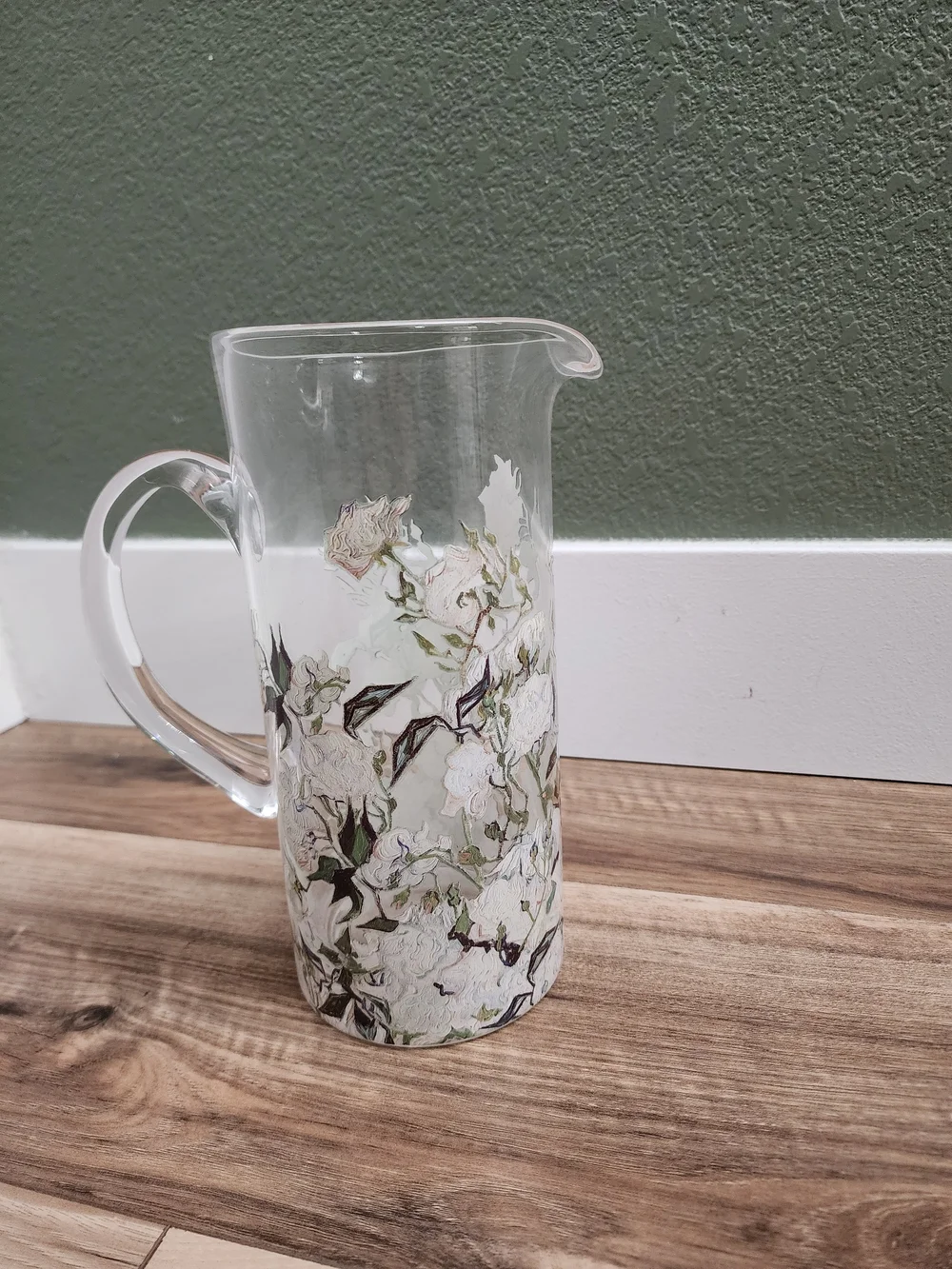 The Met Van Gogh Roses Glass Pitcher Carafe Floral Glassware Museum Art Jug